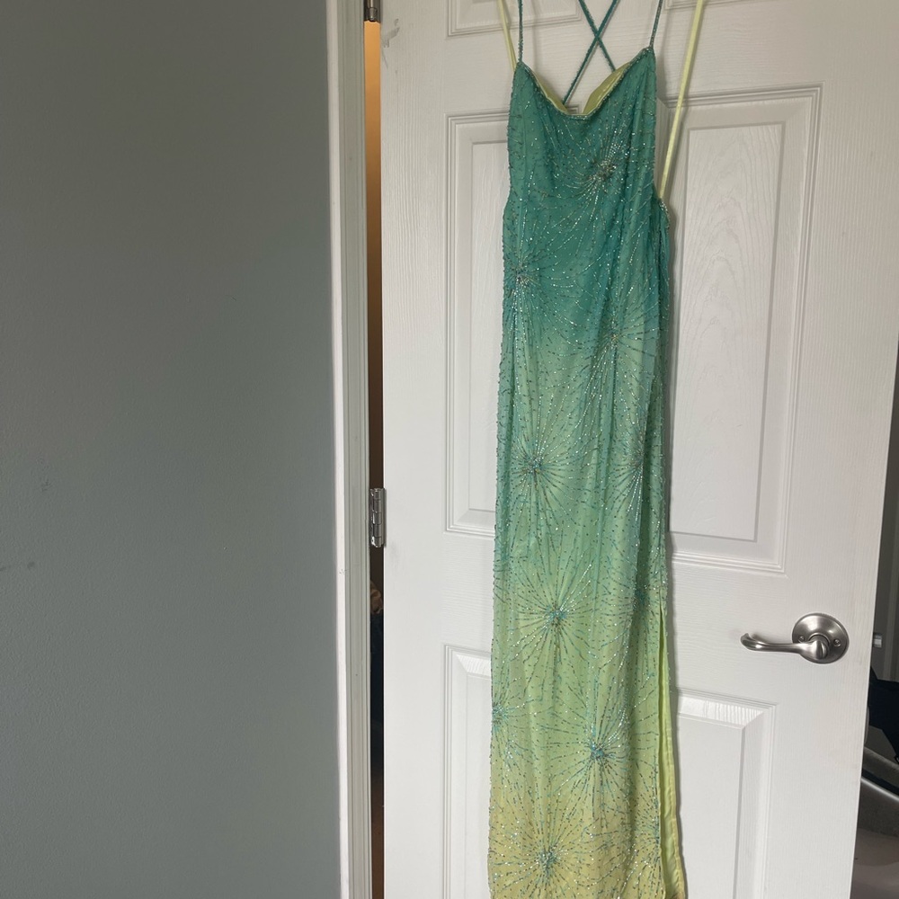 Mia Bella the Label Silk Gradient Beaded Maxi Dress Size 6